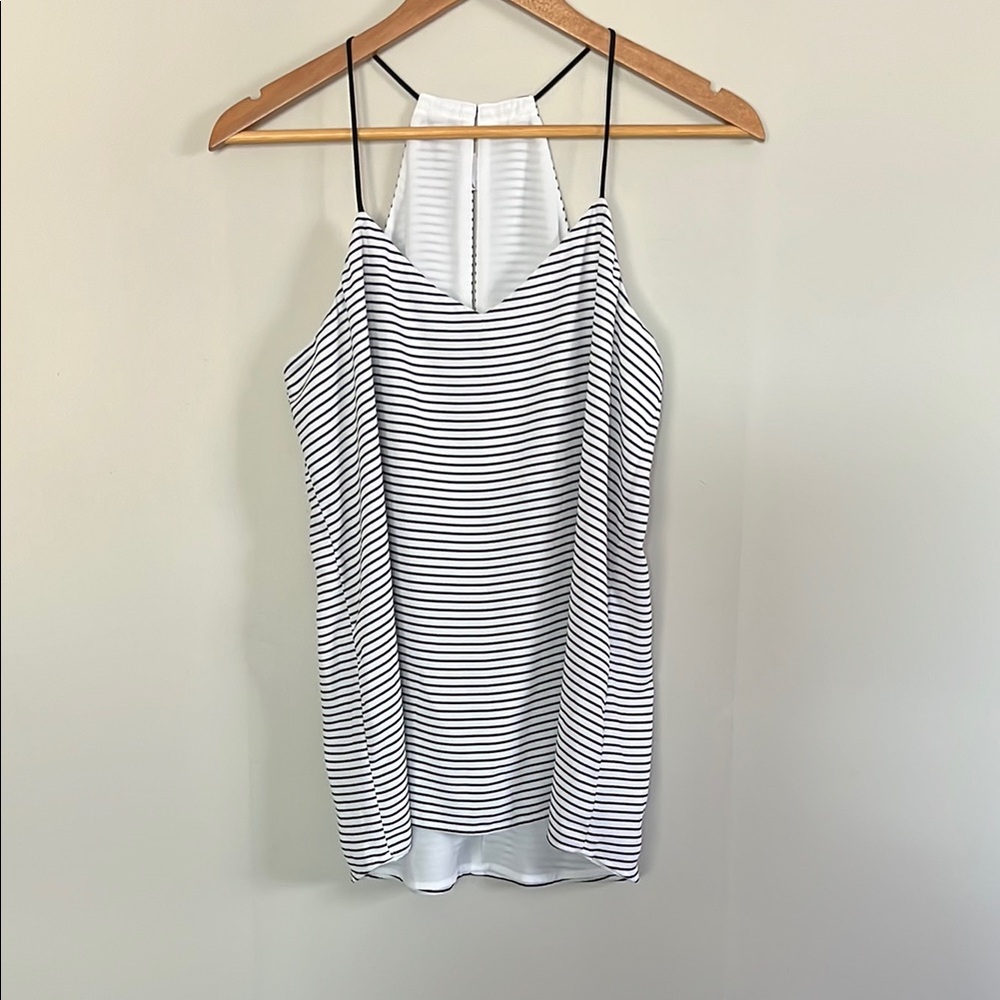 Express White and Black Striped Camisole Top with Spaghetti Straps